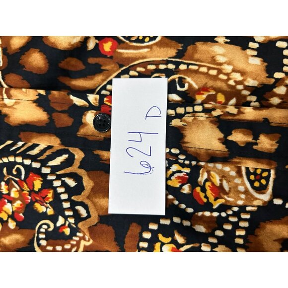 Jones New York Button Front Blouse Brown Black Sz 1X  Paisley Animal Print Work - Picture 9 of 10